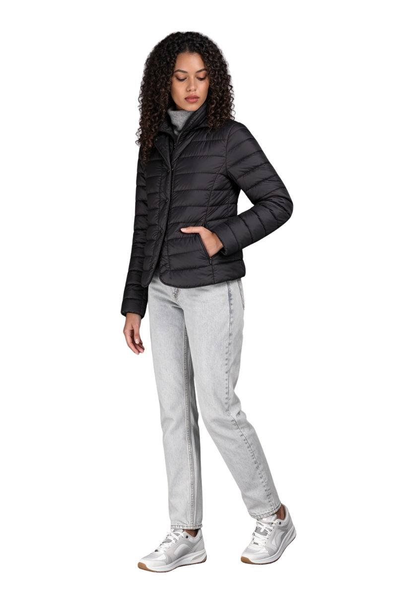 MooRER ELLI-THC Stand Collar Short Down Jacket Nero