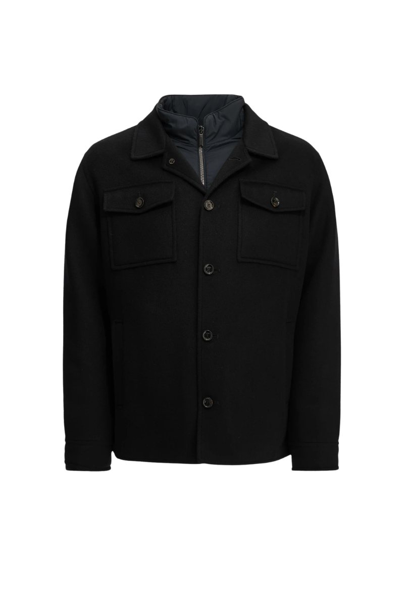 MooRER DOSSI-CW Layered Shirt Jacket Navy Blu