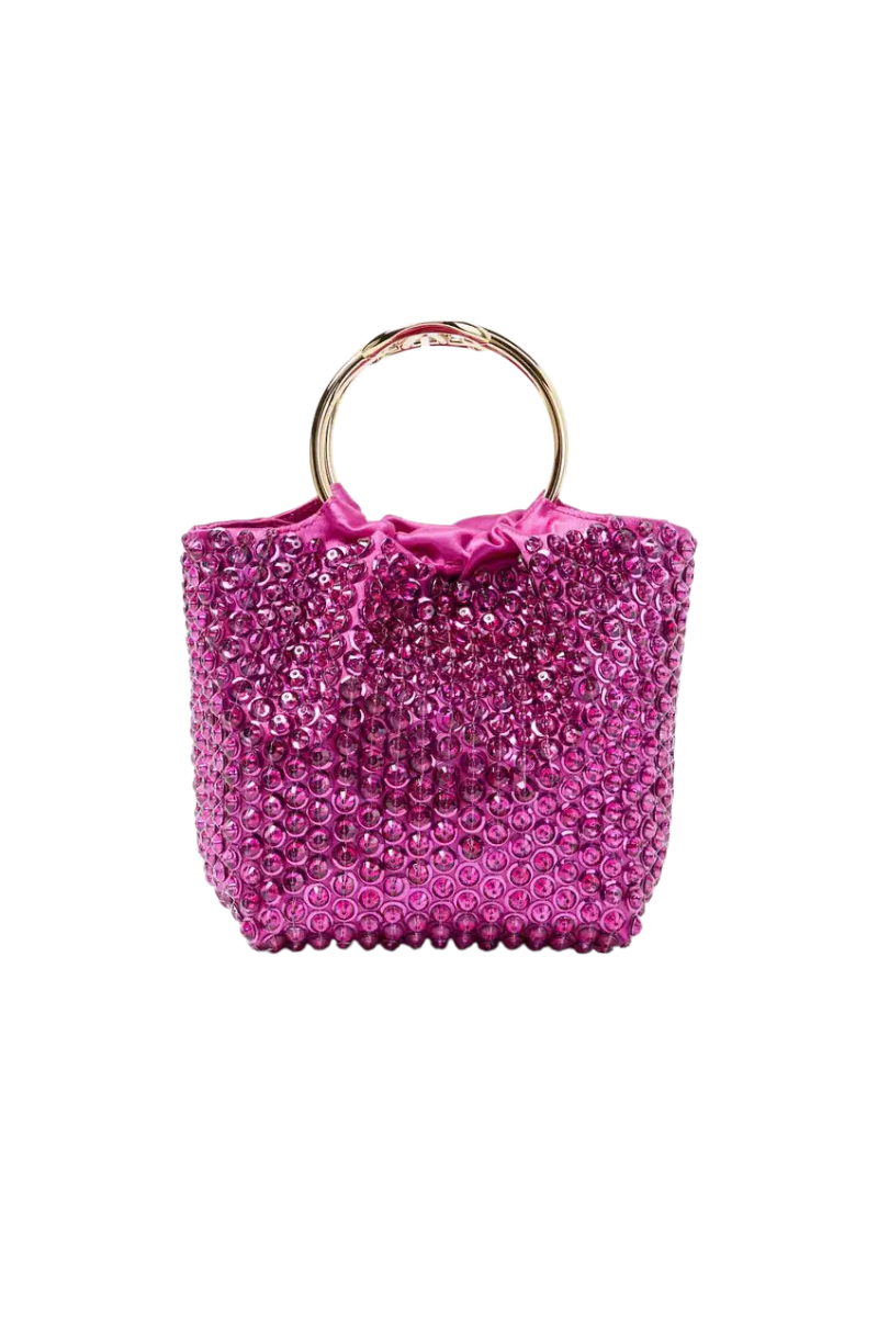 Valentino Garavani Carry Secrets Small embellished bucket bag in Fucsia