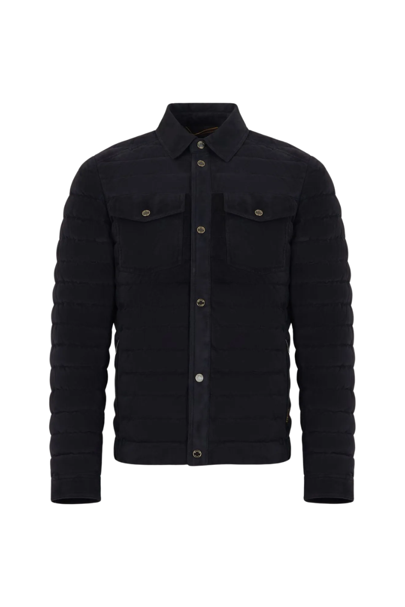 MooRER CRESPIUR Collared Quilted Jacket Blu