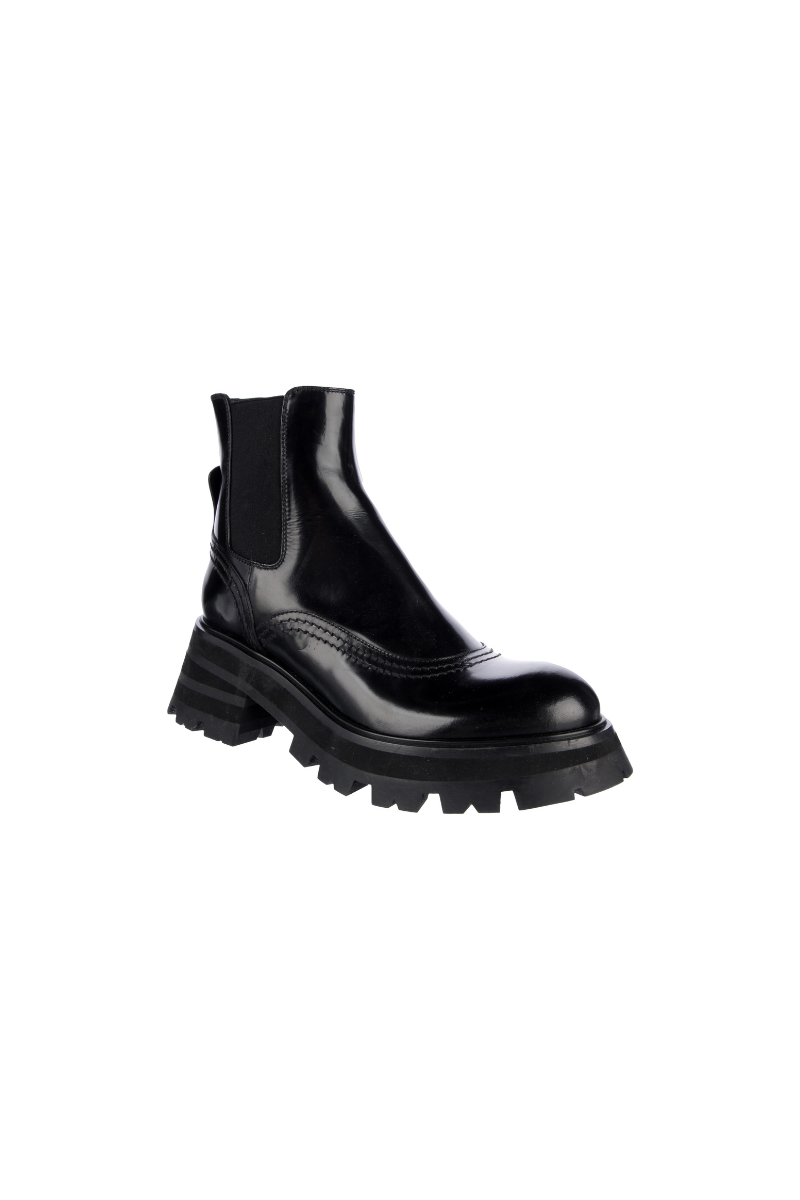 Alexander McQueen Signature Platform Chelsea Boots in Black Leather