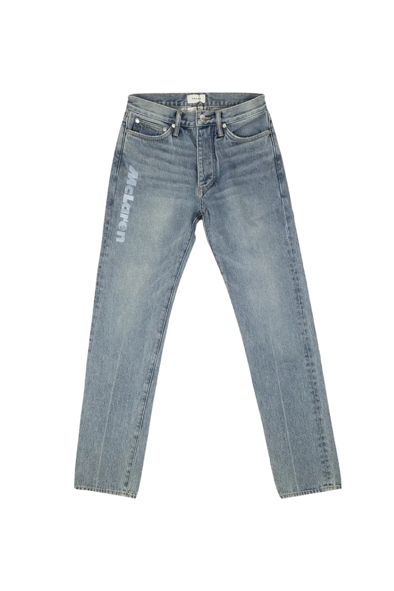 RHUDE Men's Indigo Embroidered Denim Jeans