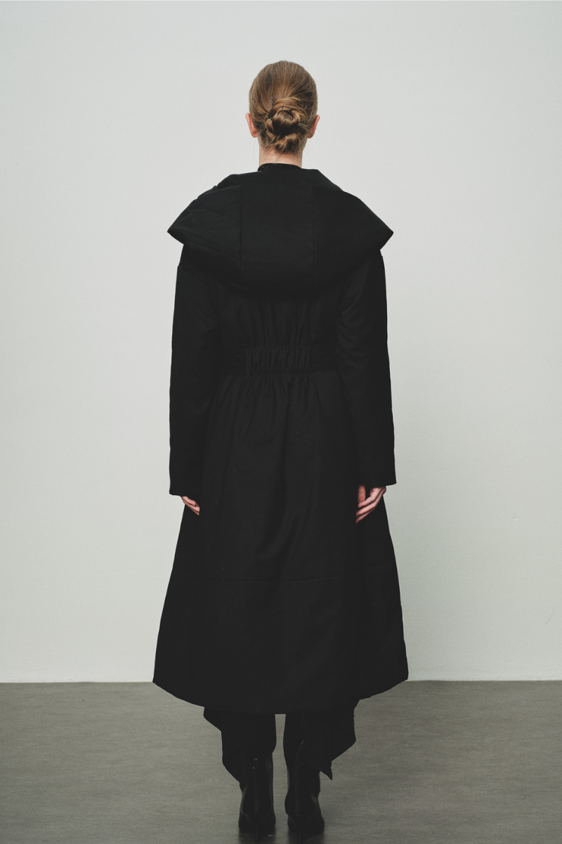 Max Simple Textured Longline Puffer Jacket Black MSJY257036B