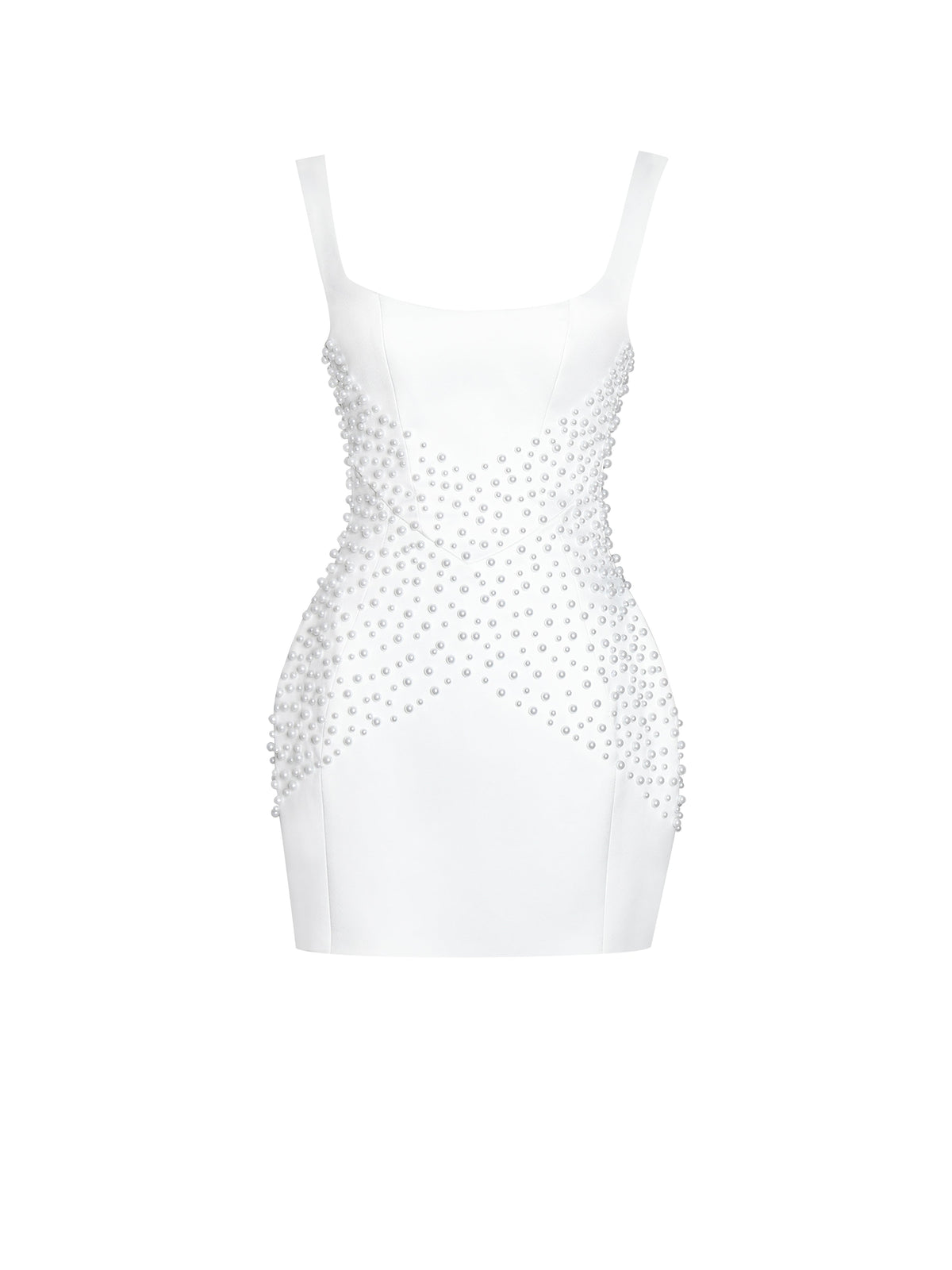 Tais Pearl Beaded Cocoon Shape Sleeveless Mini Dress