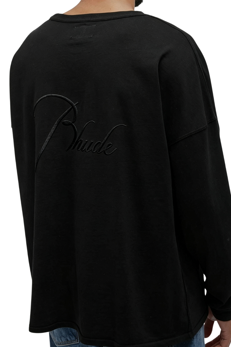 Rhude Men's Long Sleeve Reverse T-Shirt in Black RHPS24TT30012372