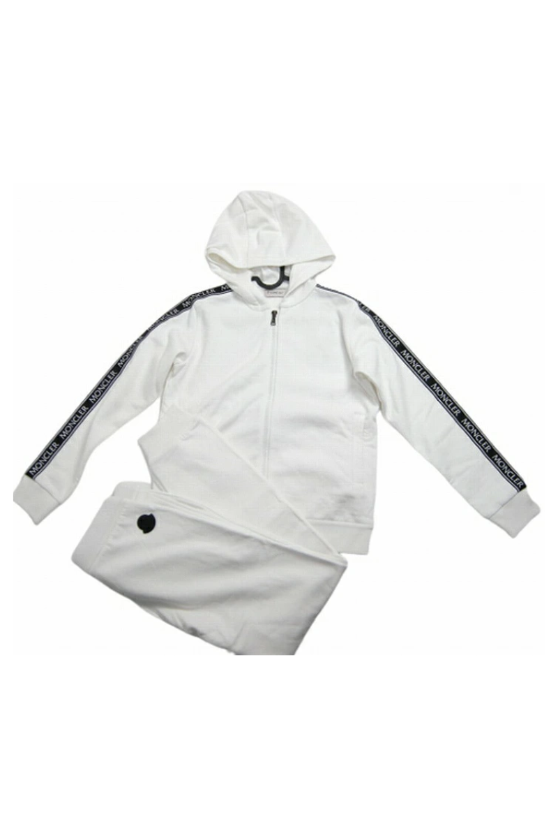 Moncler Kids' White Top And Bottom Set COMPLETO MAGLIA C/CAPP + PANTALONE
