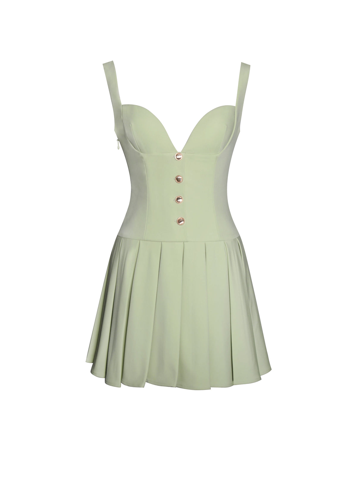 Tala Pistachio Green Sleeveless Pleated Preppy Mini Dress (Archive Sale)
