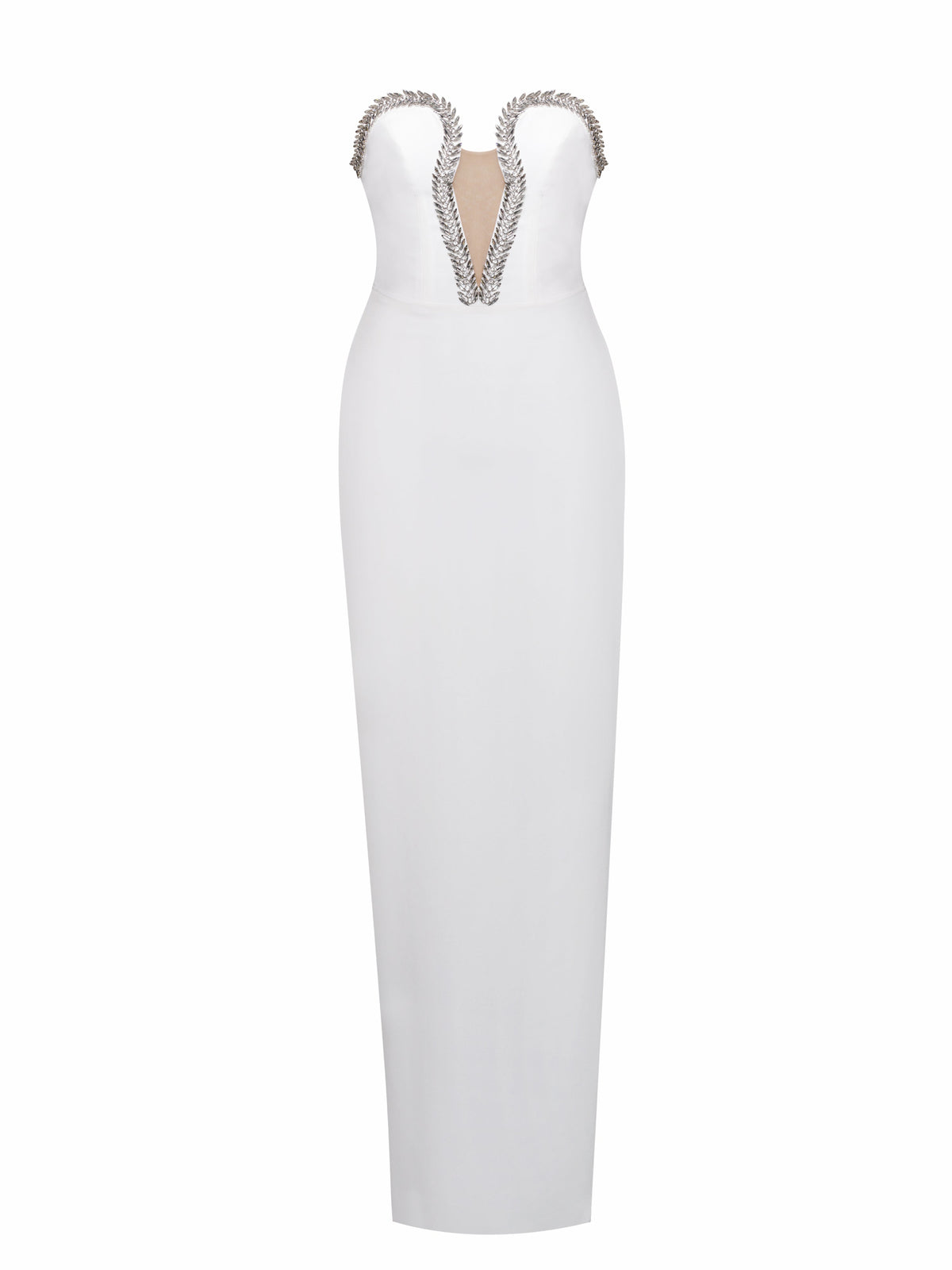 Ivanna White Crystal Embellished Maxi Dress