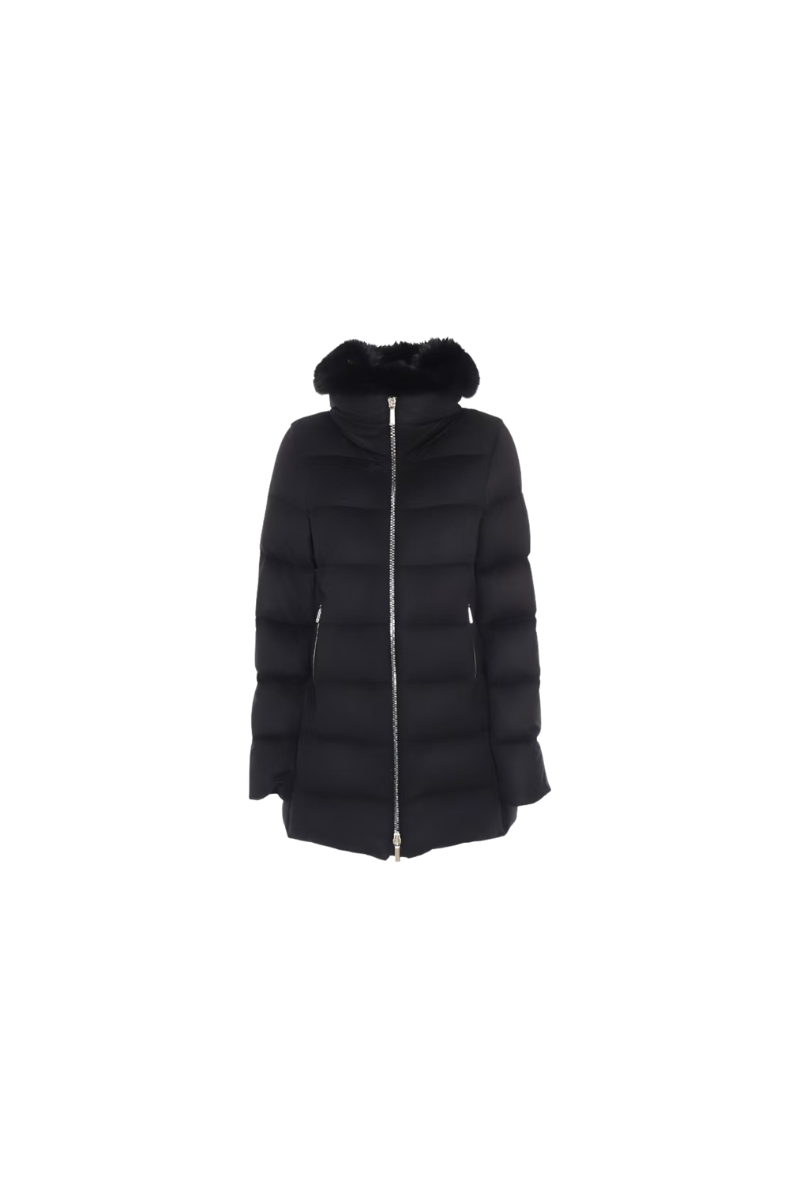 MooRER DORADO-FUR-LS9 Fur Hood Mid-Length Down Jacket Nero