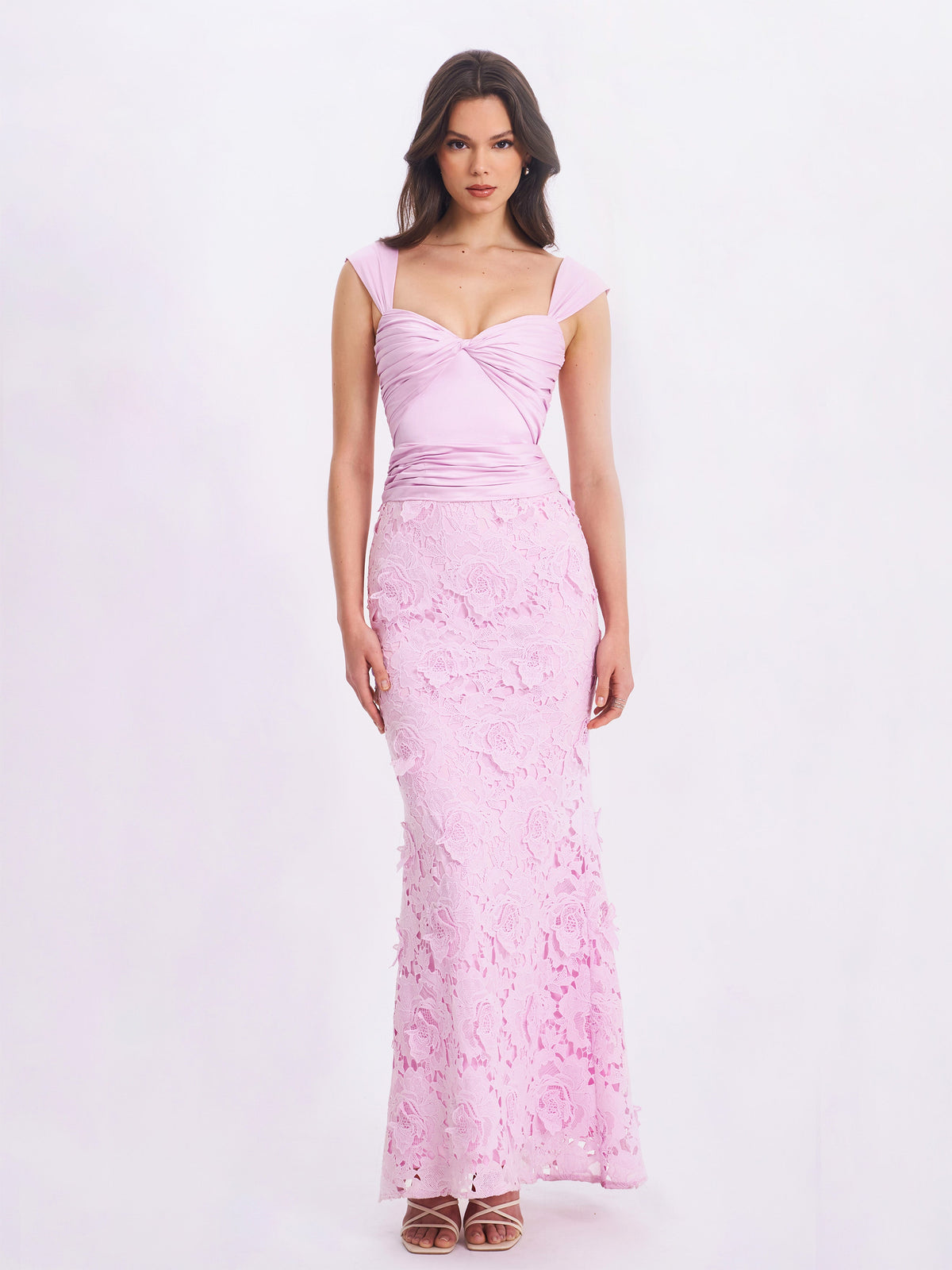 Dahlia Pink Floral Lace Mermaid Gown (Archive Sale)