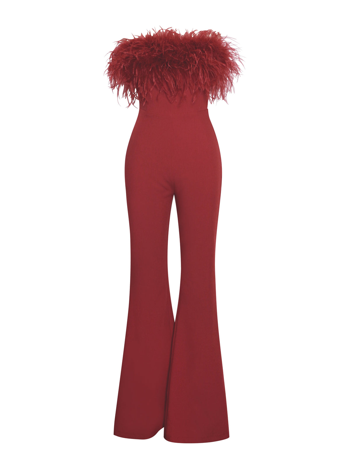 Kylan Burgundy Feather Jumpsuit (Archive Sale)