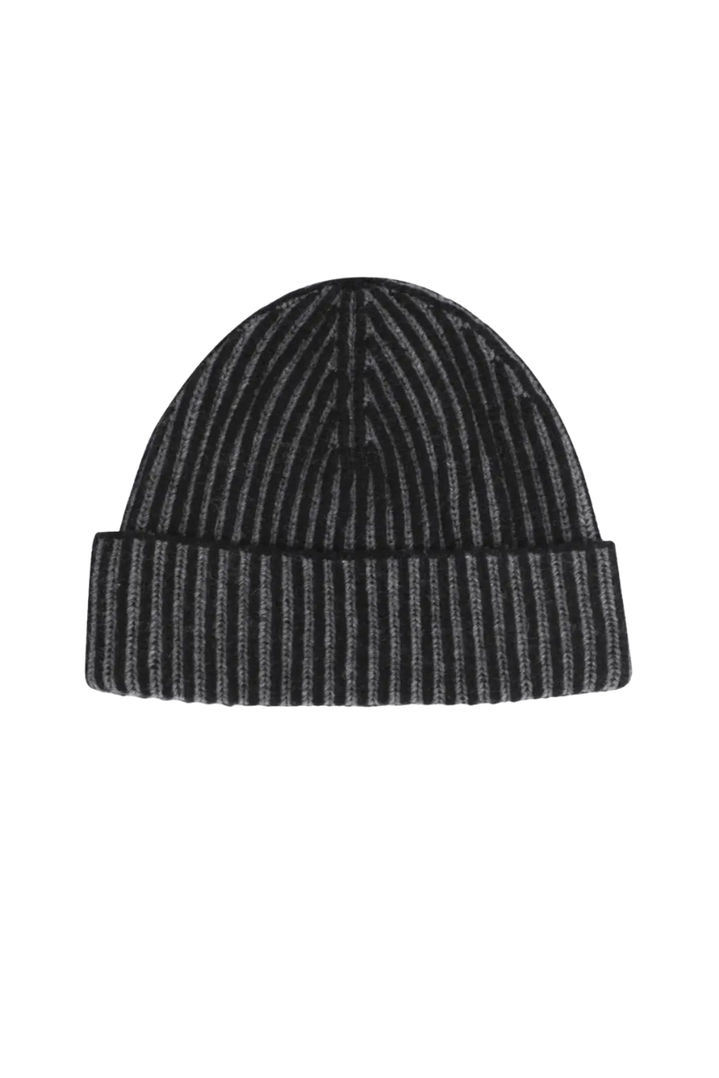MooRER DAVIS-WSV Ribbed Knit Beanie Nero/Dark Grey