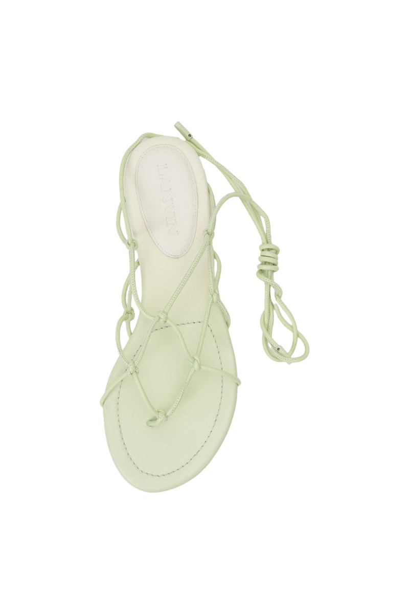 Lanvin Flat Sandal with Straps in Mint