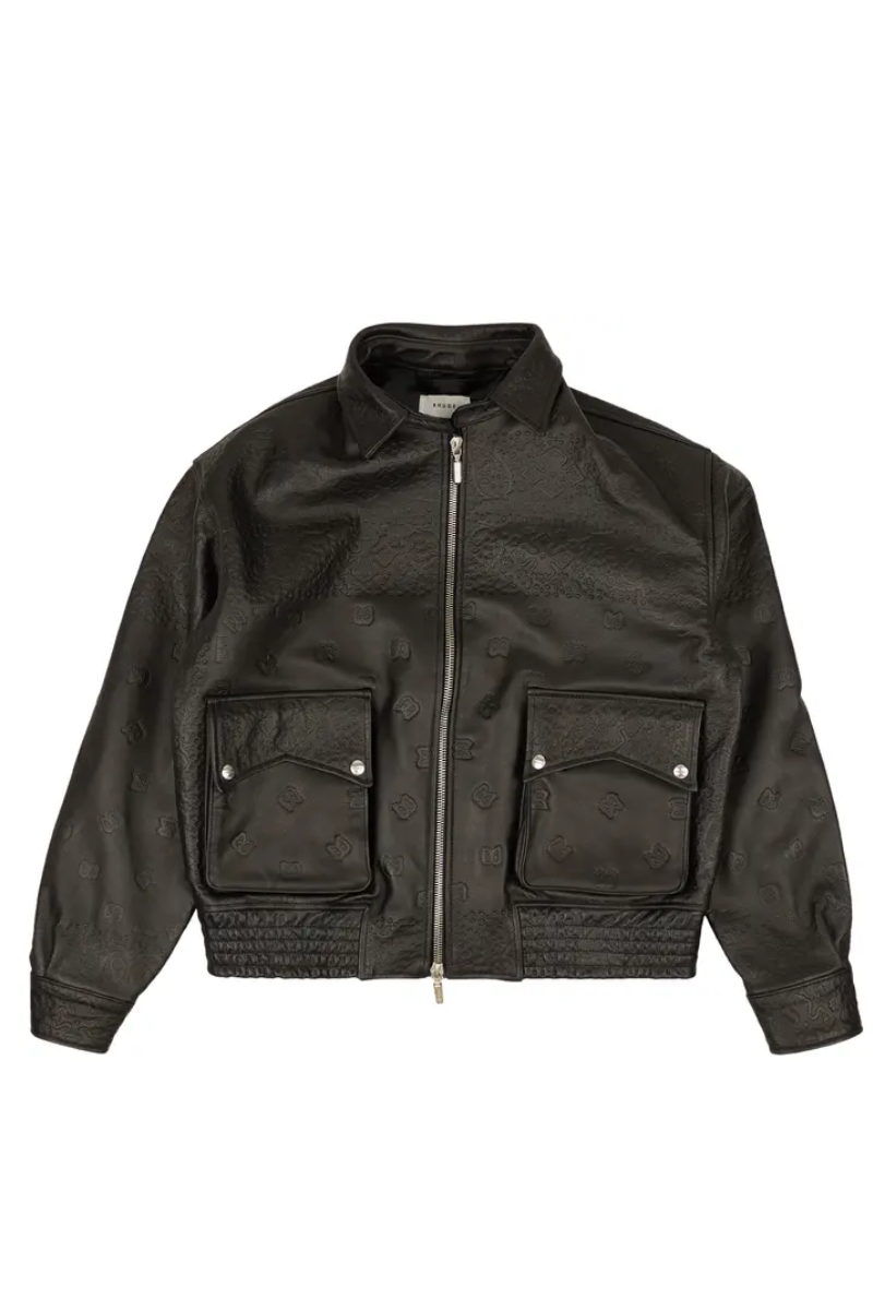 RHUDE Leather Embossed Suit Jacket - Black