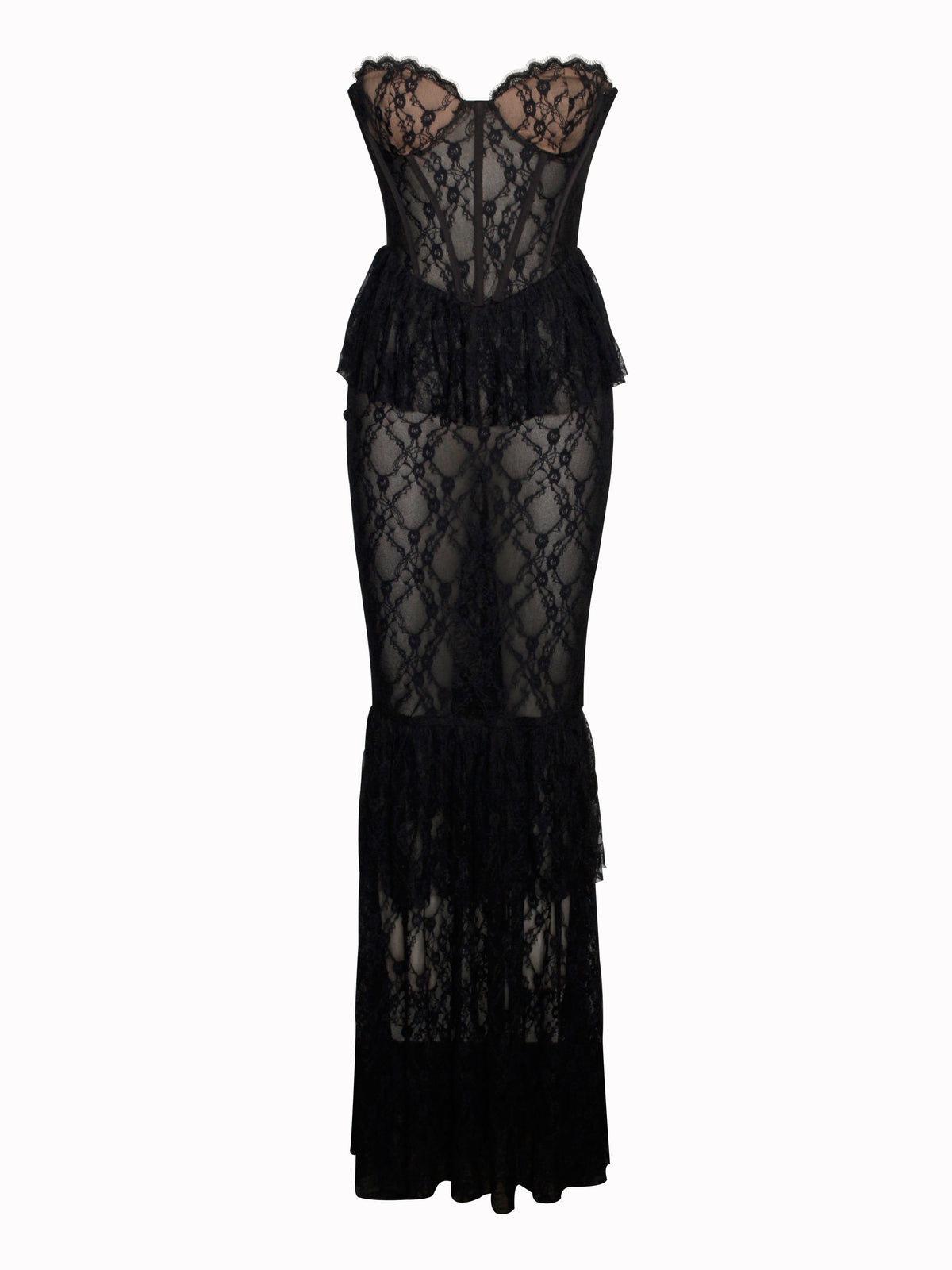 Quennell Black Lace Corset Maxi Dress (Archive Sale)