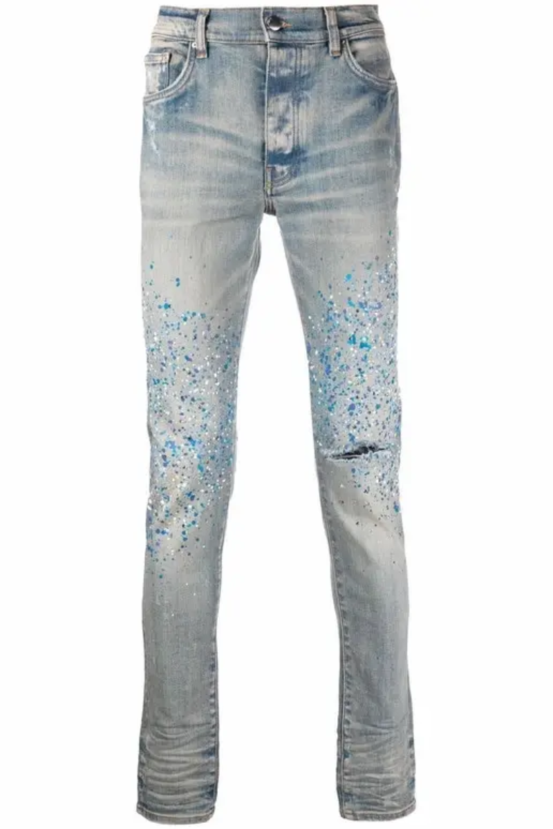 AMIRI Blue Crystal Painter Jeans
