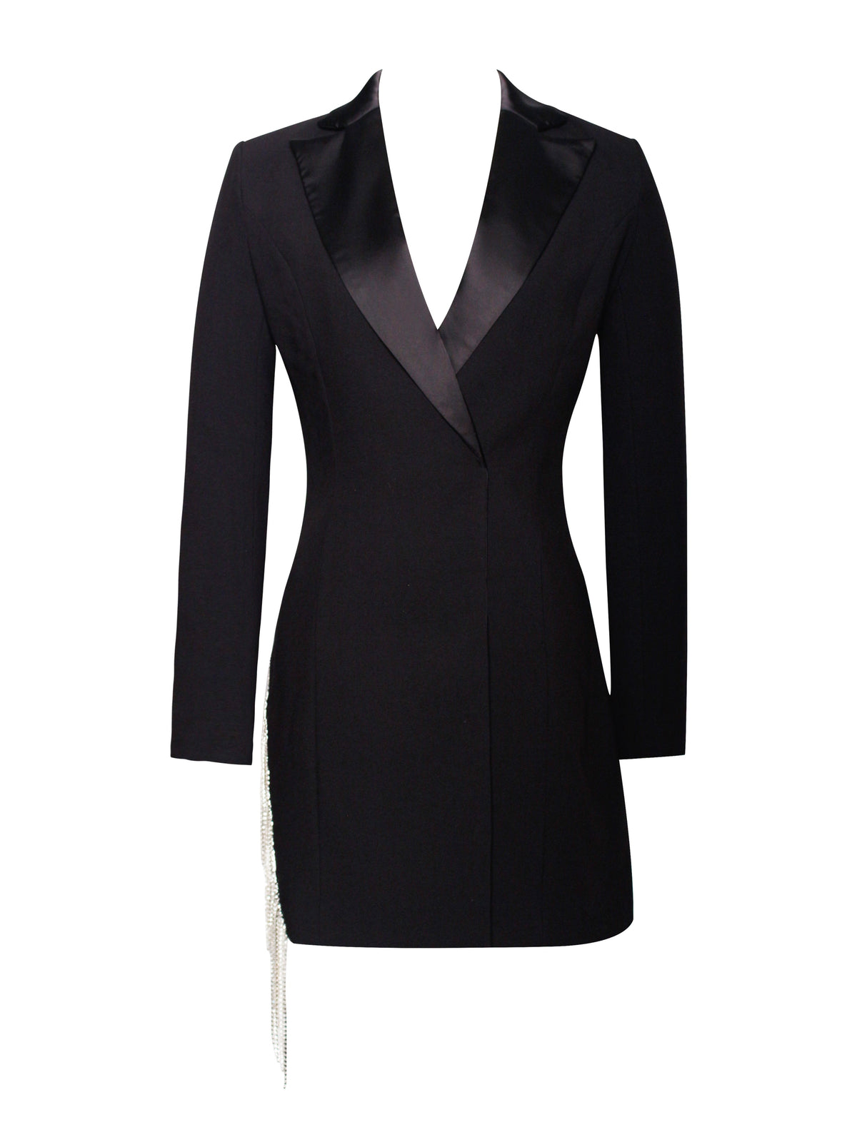Freya Black Crystal Fringe Blazer Dress (Archive Sale)
