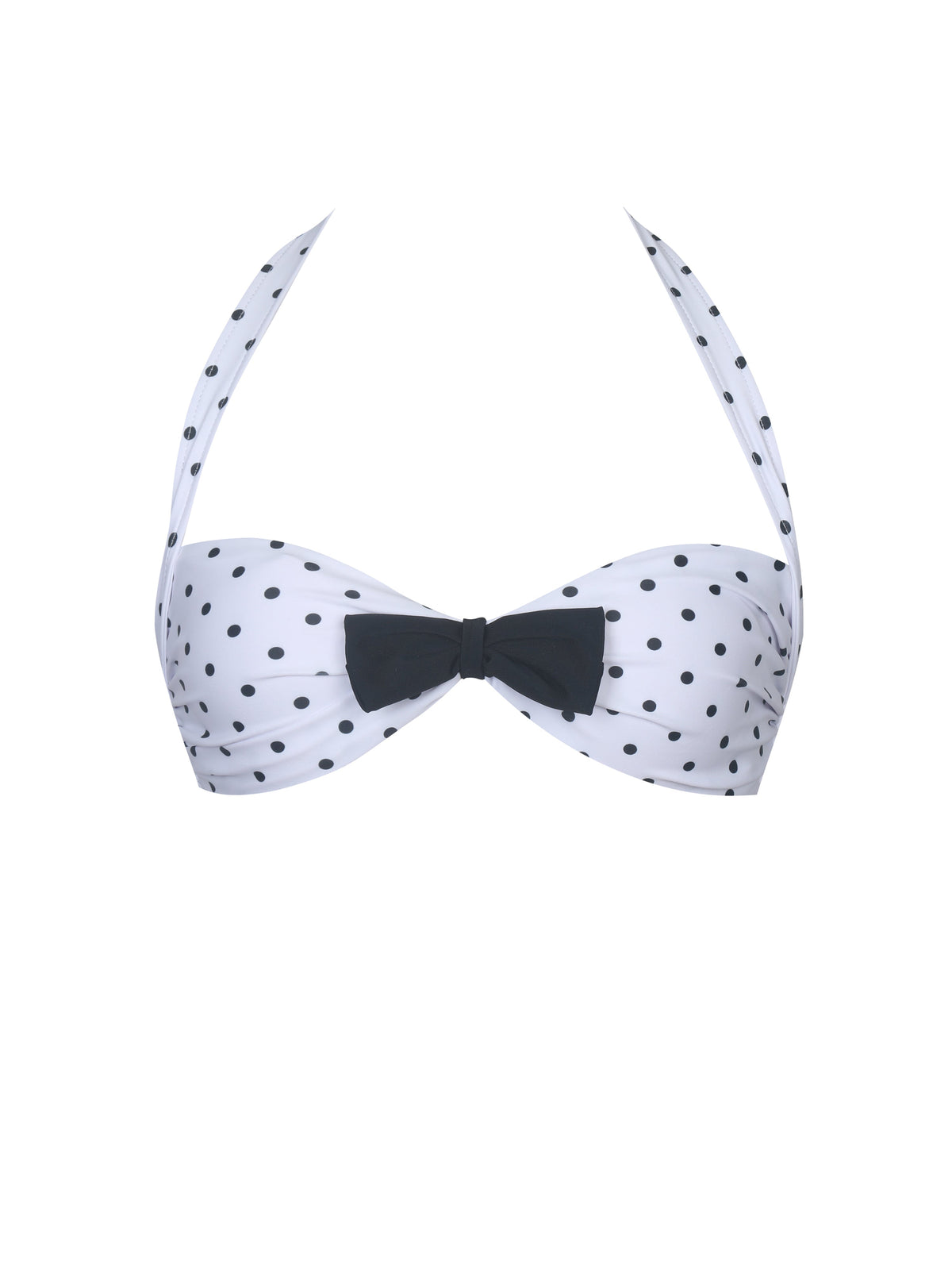 Olivea Polka Dot Black Bowtie Halter Bikini Top