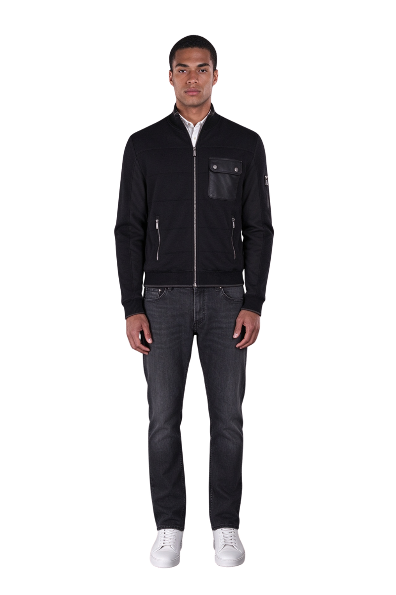 MooRER CORBINICK Stand-Collar Bomber Jacket Nero