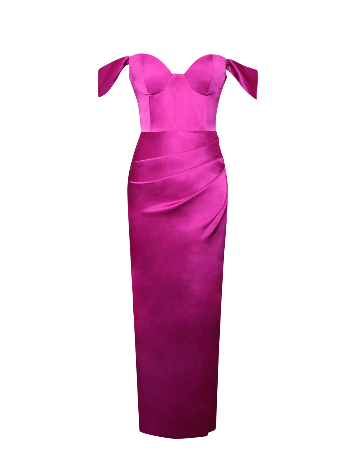 Zarah Fuchsia High Slit Corset Satin Dress (Archive Sale)