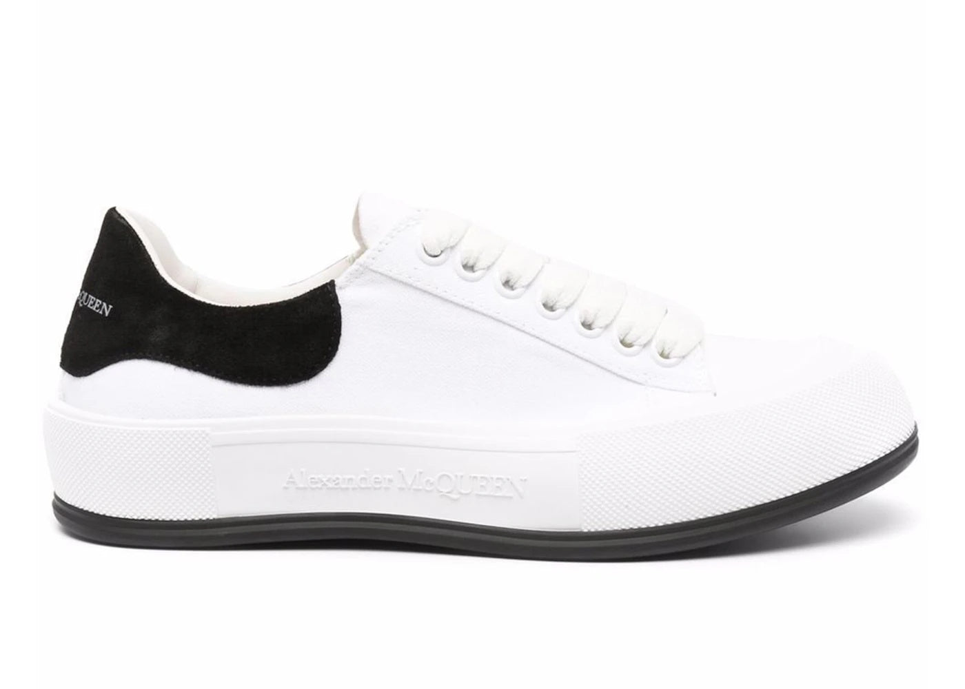 Alexander McQueen Deck Skate Plimsoll Lace Up 'White Black Suede'