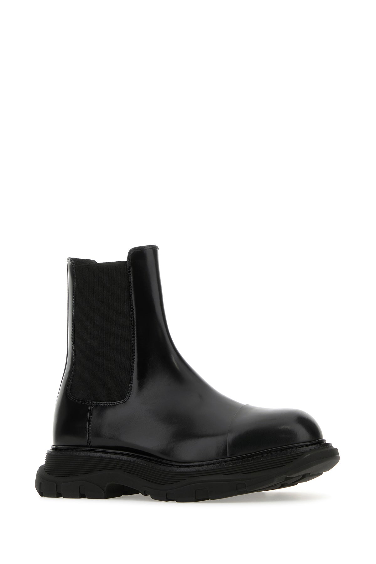 ALEXANDER MCQUEEN Black leather Chelsea Tread ankle boots