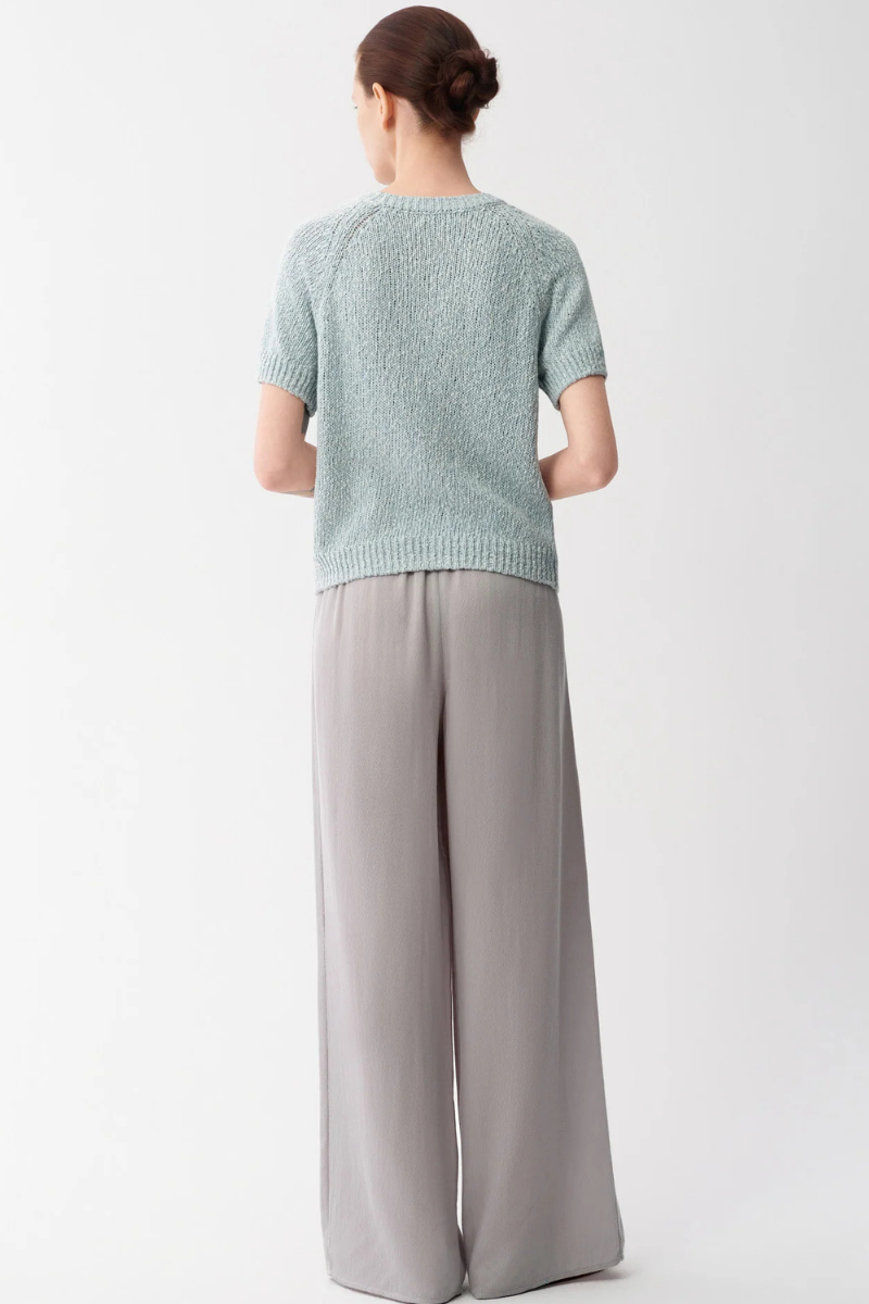 Max Simple Slub Cotton Short-Sleeve Top Light Blue MSSN264311L