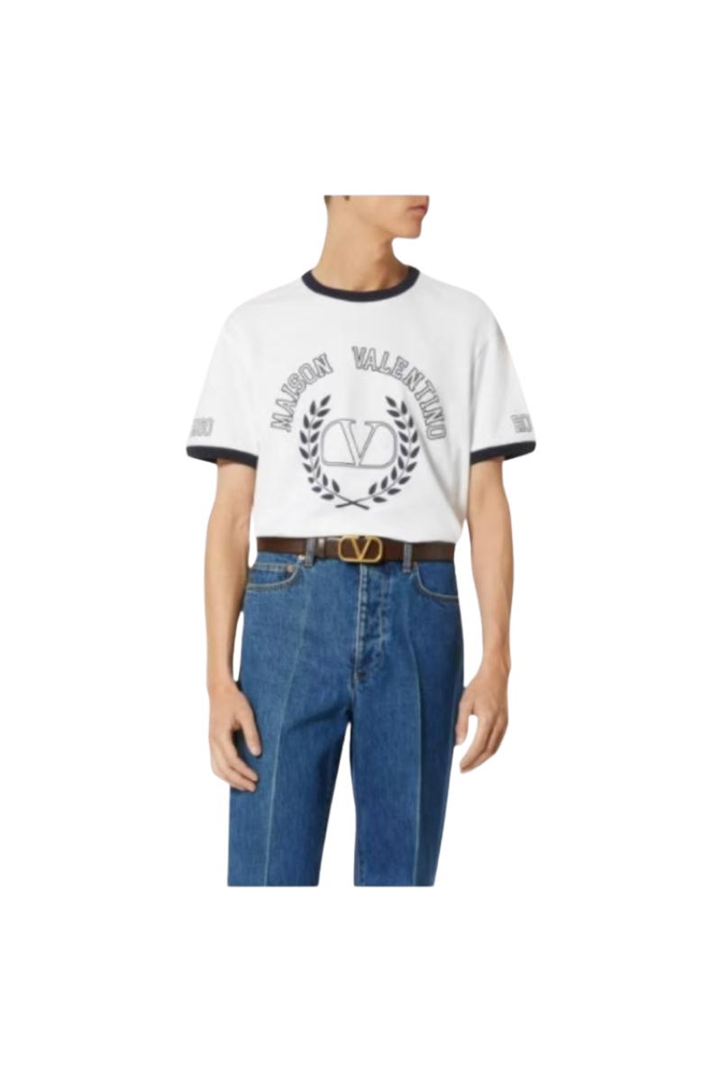 Valentino Roman Maison VLTN Print Cotton T‑Shirt Bianca 1V3MG10V8RVQE6