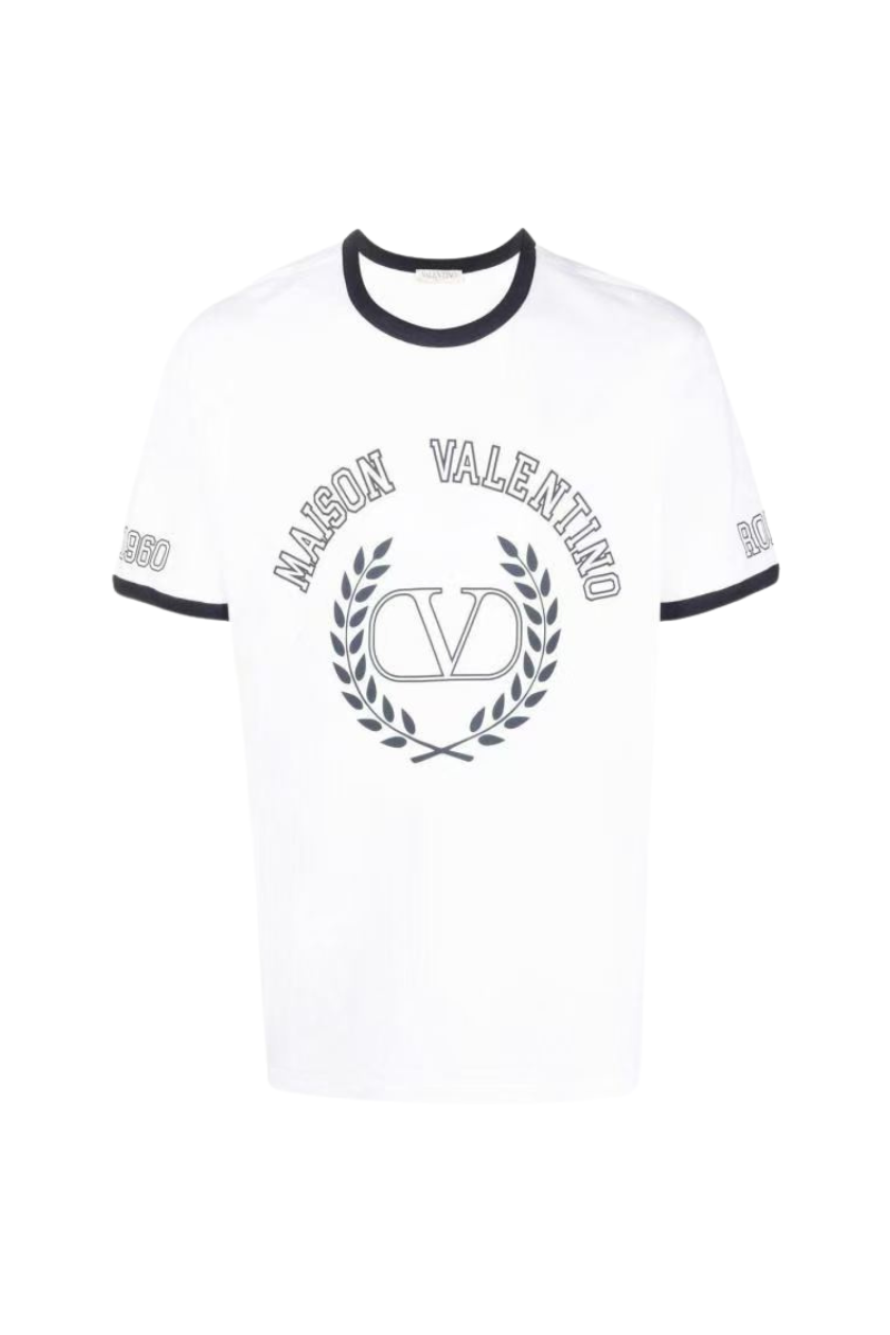 Valentino Roman Maison VLTN Print Cotton T‑Shirt Bianca 1V3MG10V8RVQE6