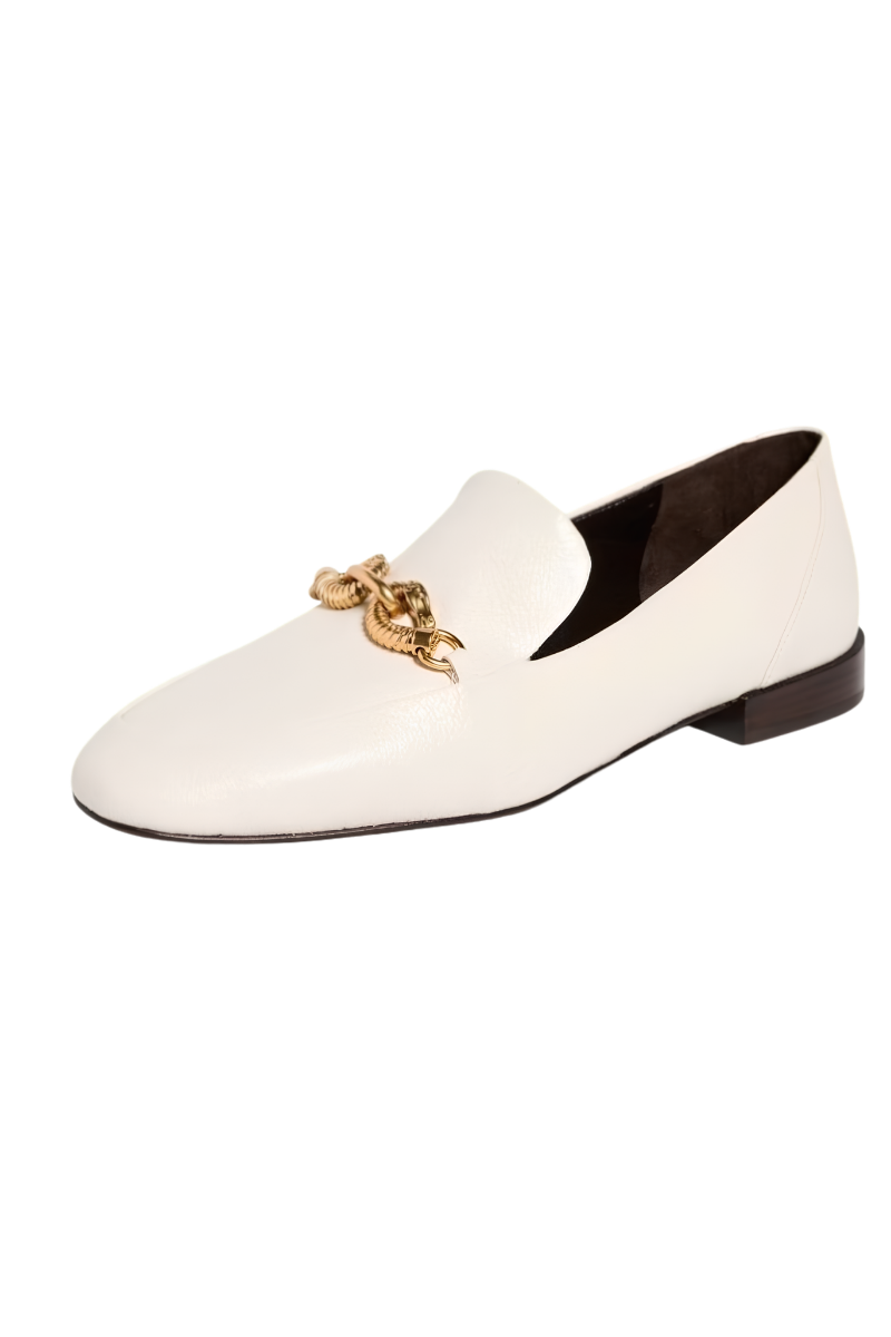 Tory Burch Jessa Classic Loafer Flats Light Cream/Gold 152718104