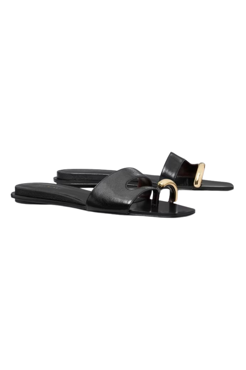 Tory Burch Pierced Slide Slippers Perfect Black/Silver 165826006