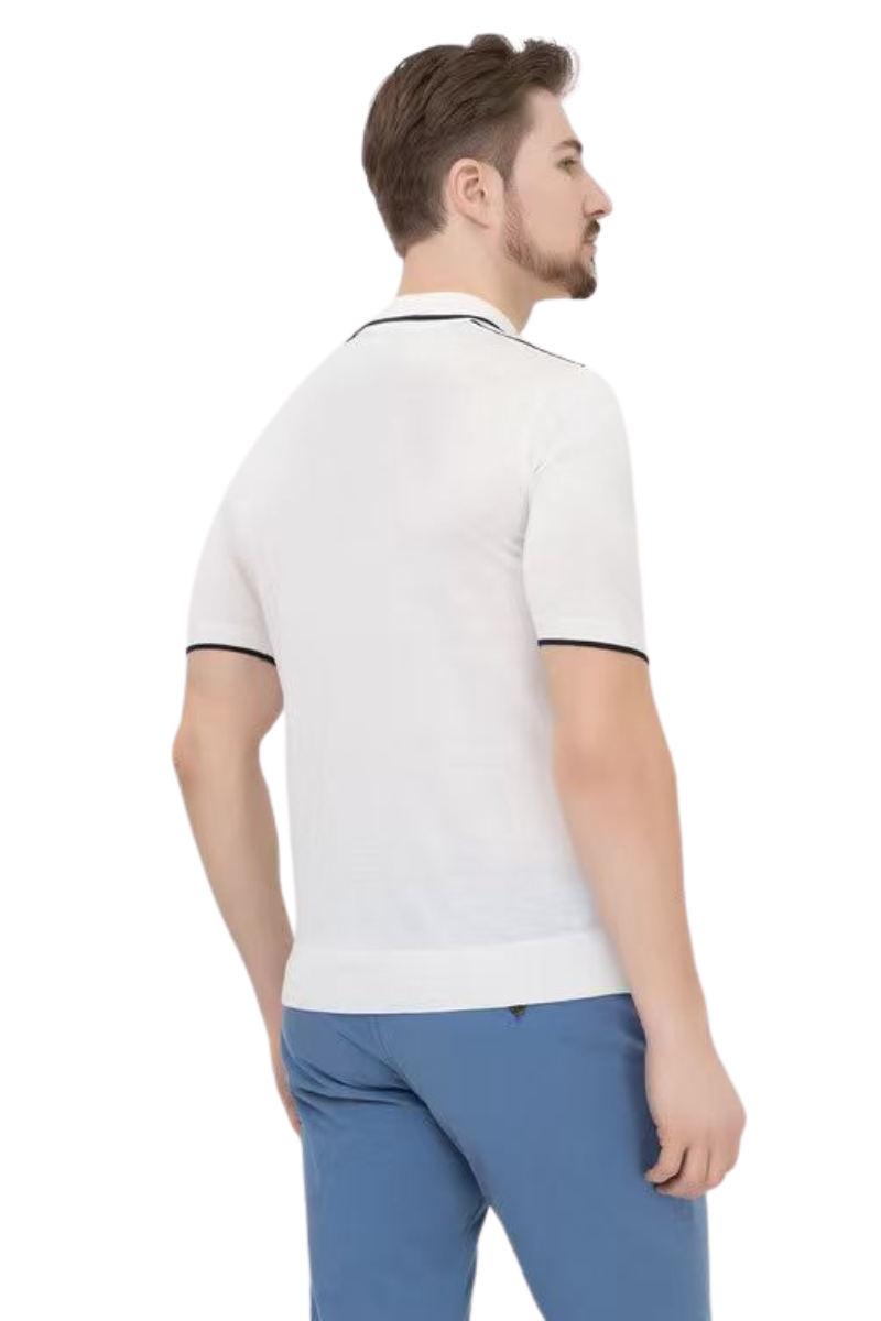 MooRER GAVOTTI-MLL Polos Light Denim/Bianco