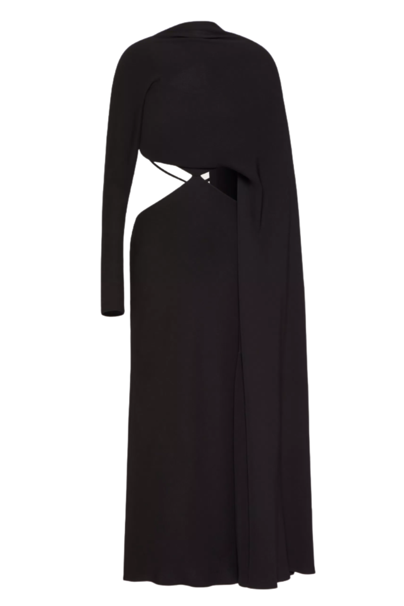 Valentino Draped Cold Shoulder Long Dress Nero 2B0VA3401MM_0NO