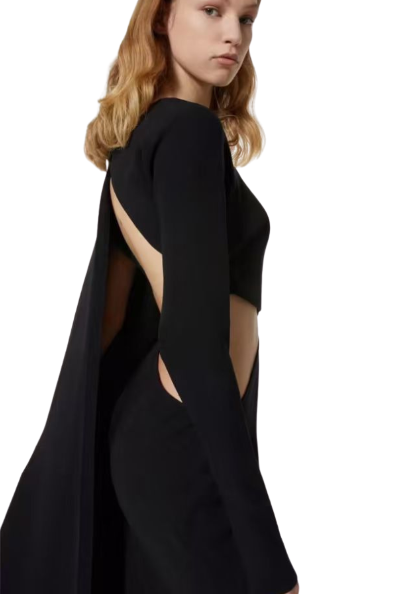 Valentino Draped Cold Shoulder Long Dress Nero 2B0VA3401MM_0NO