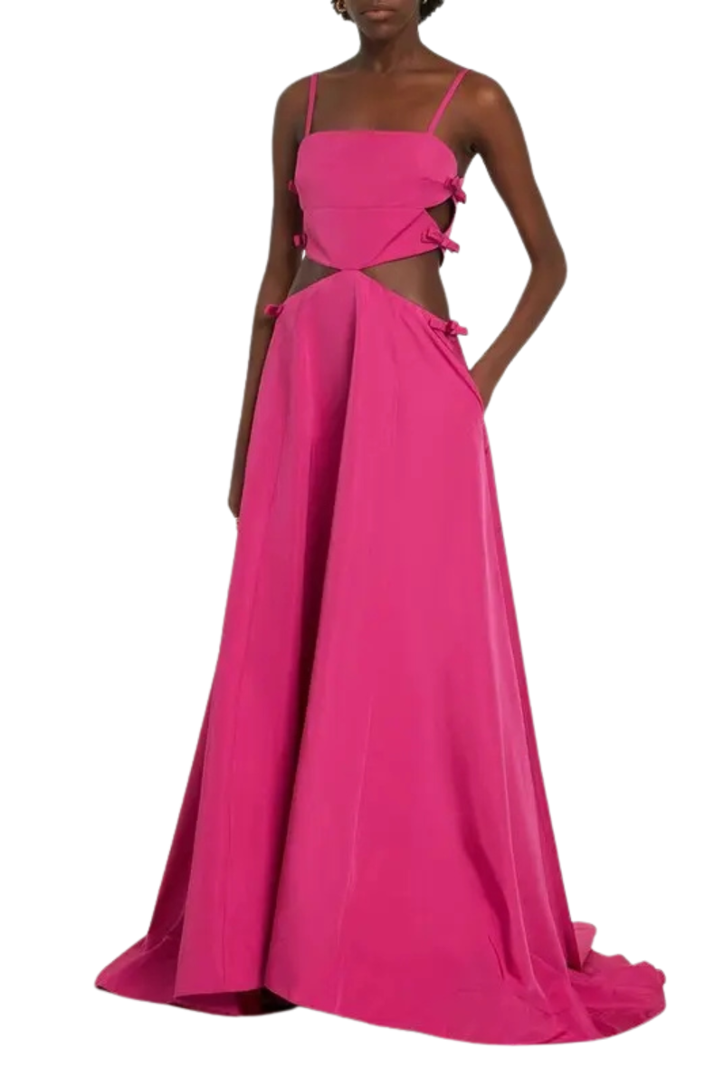 Valentino Garavani Micro Faille Bow Cutout Gown Long Dress Pink Pp 2B3VDEF04H2_UWT
