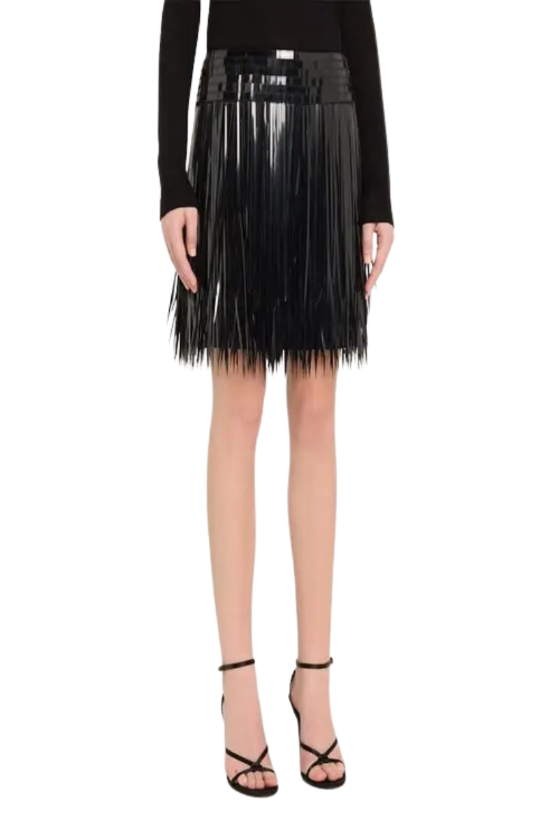 Valentino Garavani Sequined Fringe Mini Skirt Nero 5B0RACC51C8_0NO