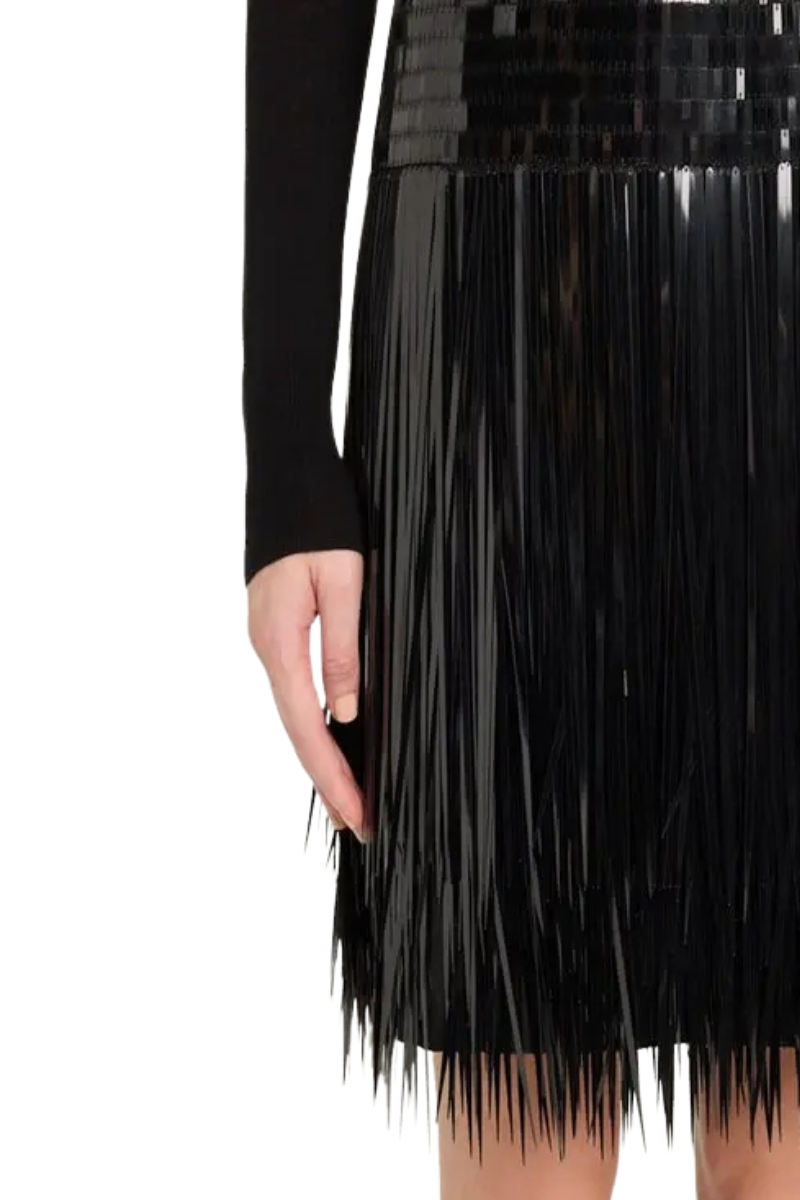 Valentino Garavani Sequined Fringe Mini Skirt Nero 5B0RACC51C8_0NO