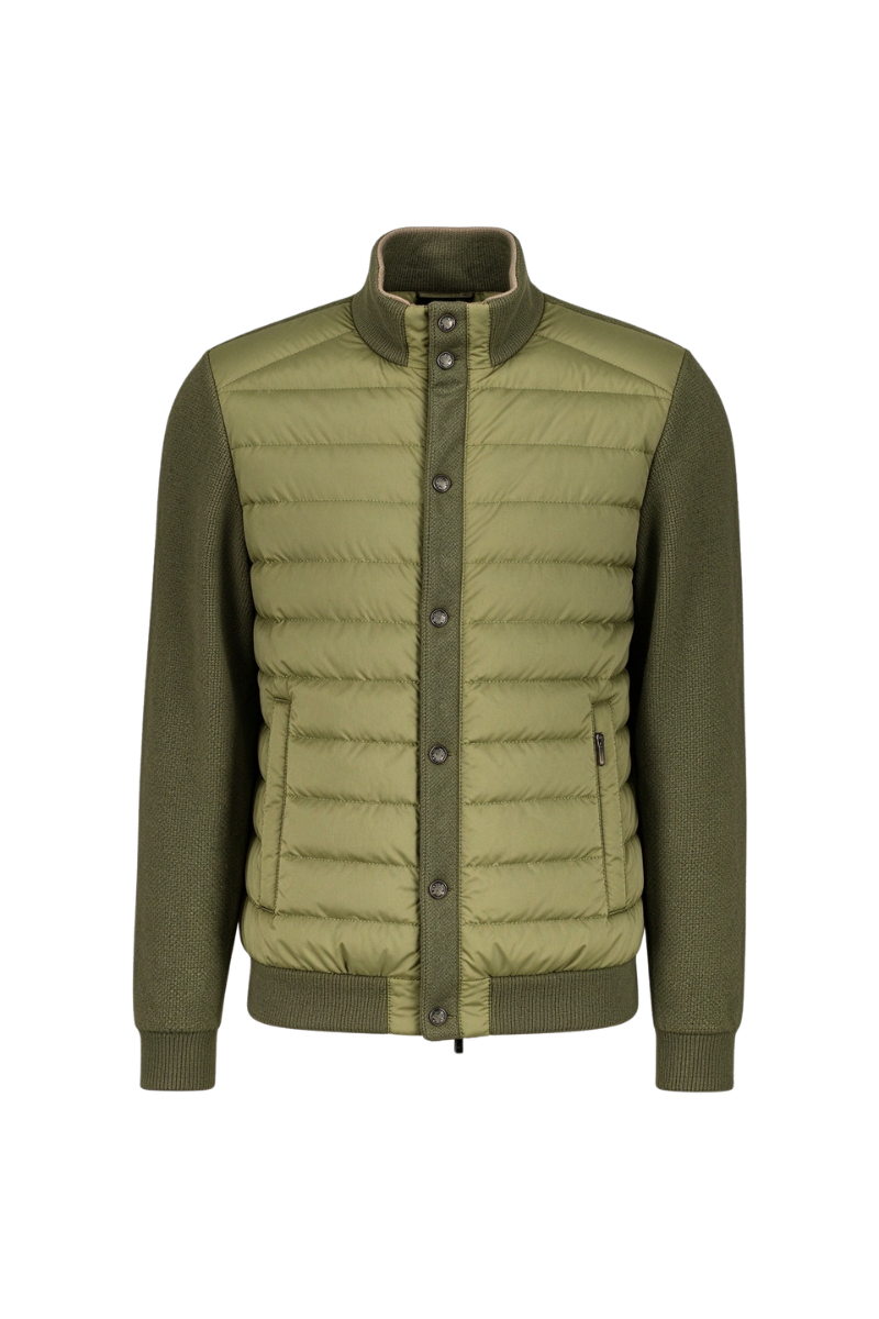 MooRER EFISIO-S3L Mixed Fabric Bomber Jacket Pistacchio