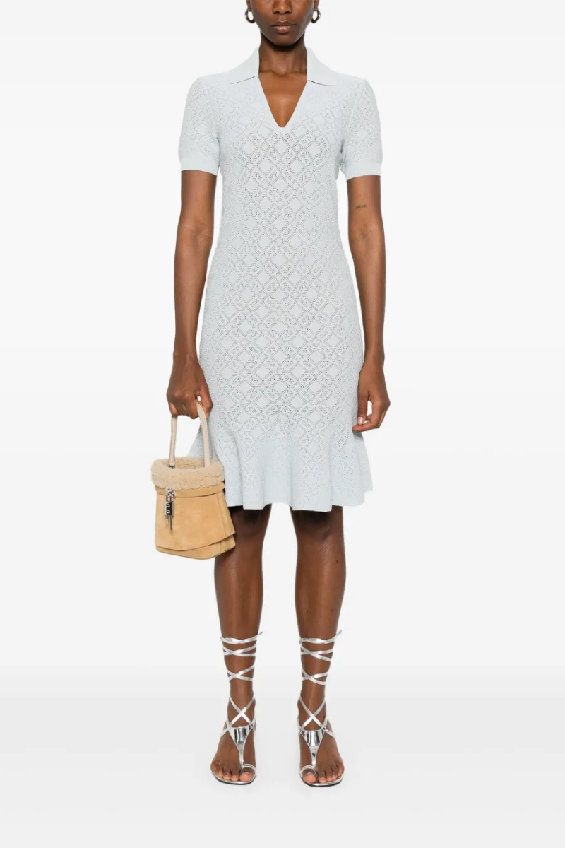 Givenchy Polo Collar Short Dress-Pale Blue