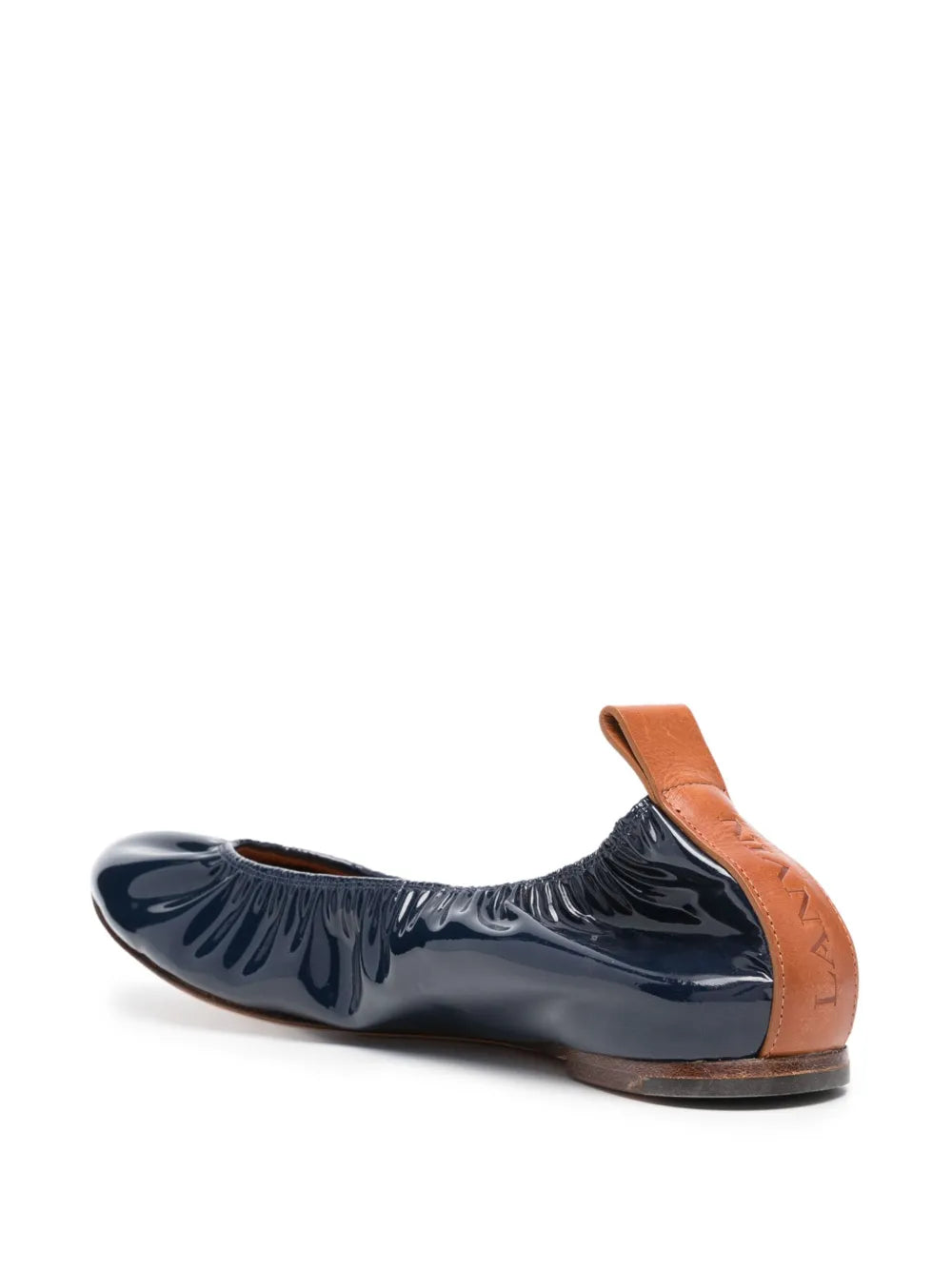 Lanvin Patent Leather Ballerina Flats in Navy Blue