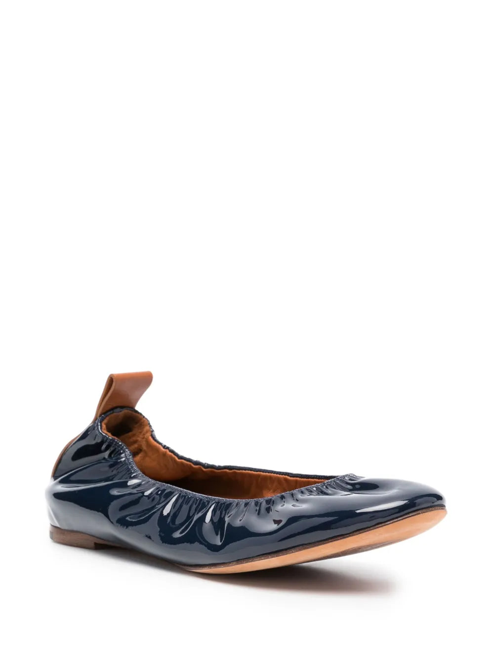 Lanvin Patent Leather Ballerina Flats in Navy Blue