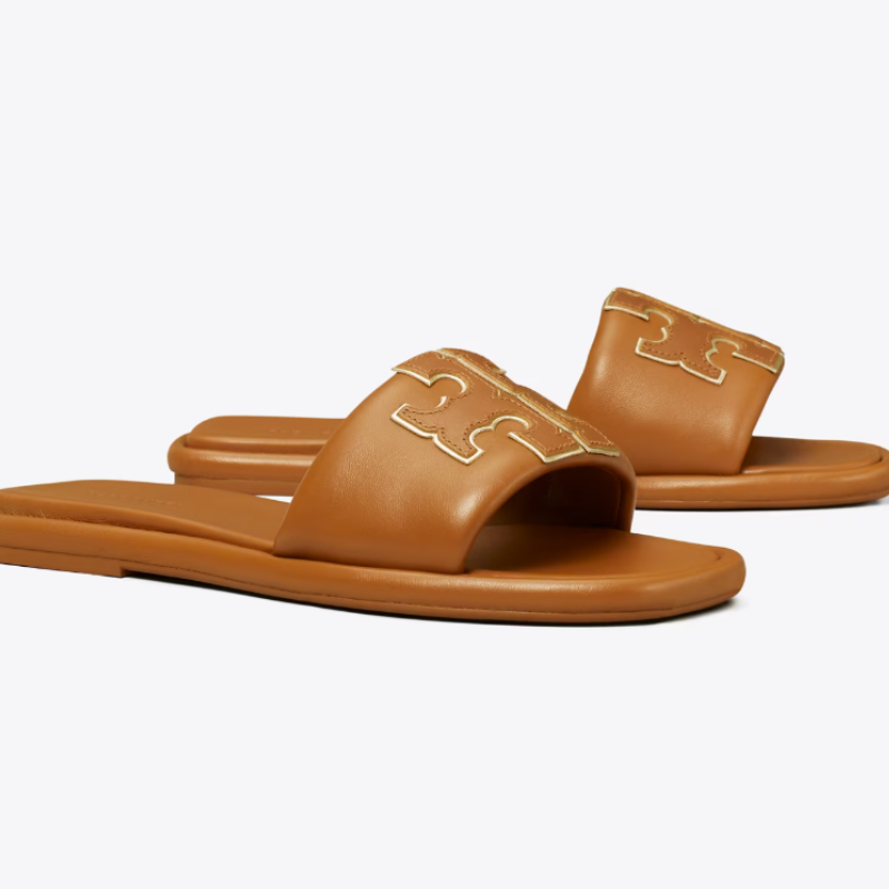 Tory Burch Double T Sport Slide Sandals Miele / Gold