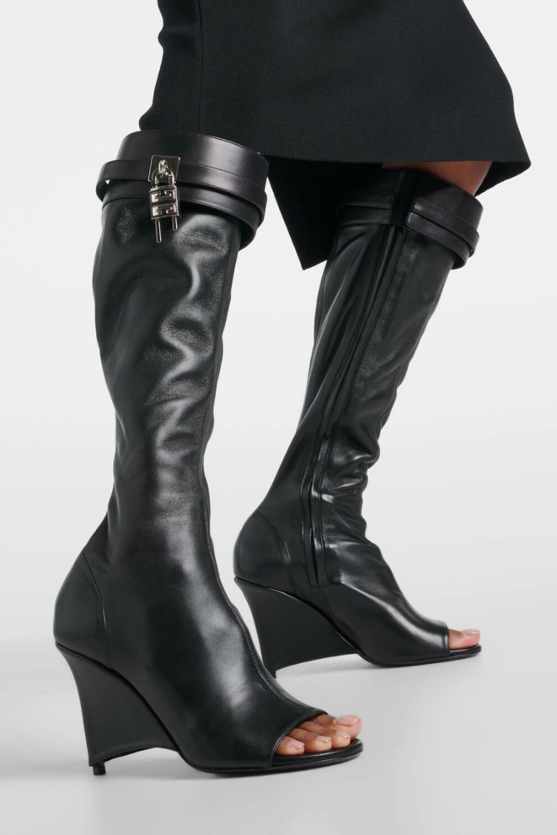 Givenchy Shark Lock Stiletto Sandal Boots 95 Mm_Black