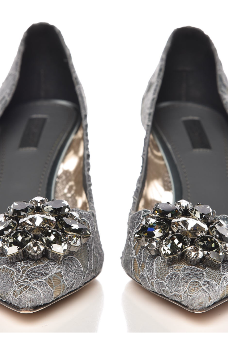 Dolce & Gabbana Pump in Taormina Lace with Crystals Grey