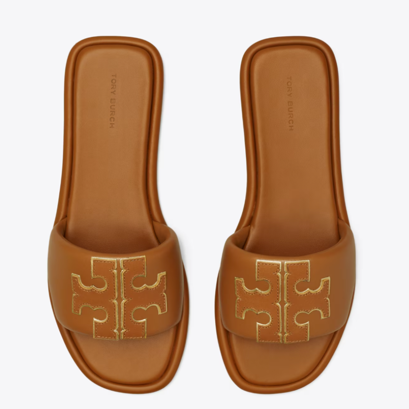 Tory Burch Double T Sport Slide Sandals Miele / Gold