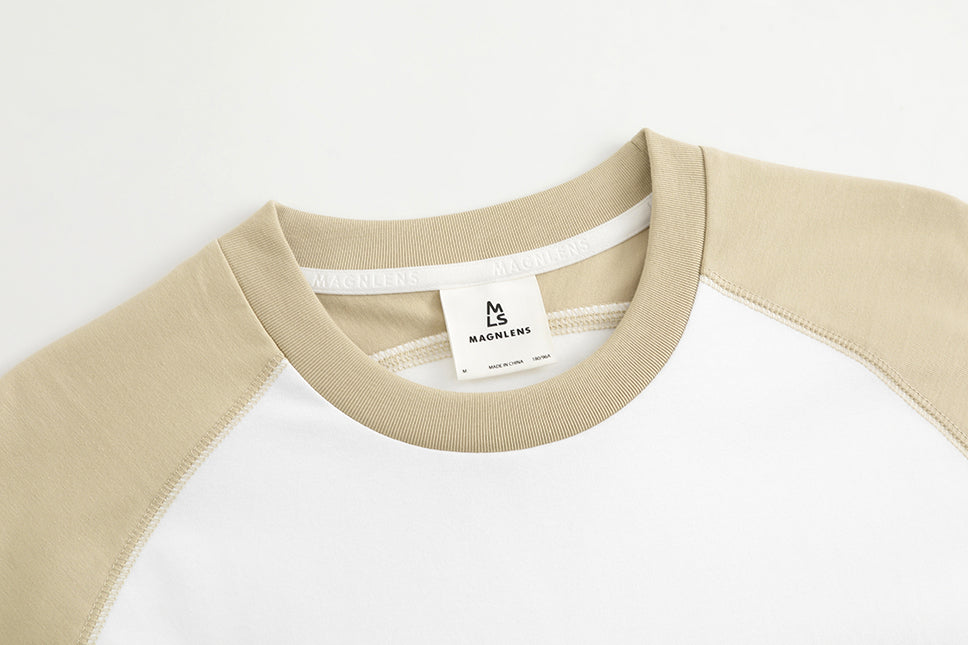 White-Khaki Contrast Raglan Regular Fit Tee