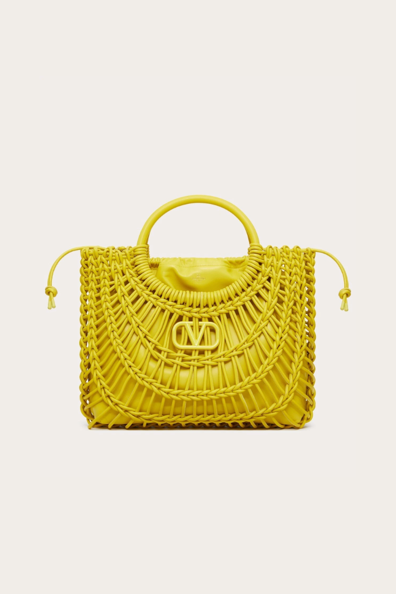 Valentino Garavani AllKnots Woven Leather Shopper bag in Cedar Yellow