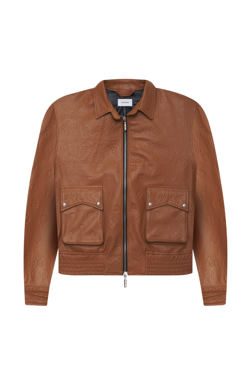 RHUDE Leather Embossed Suit Jacket - Brown