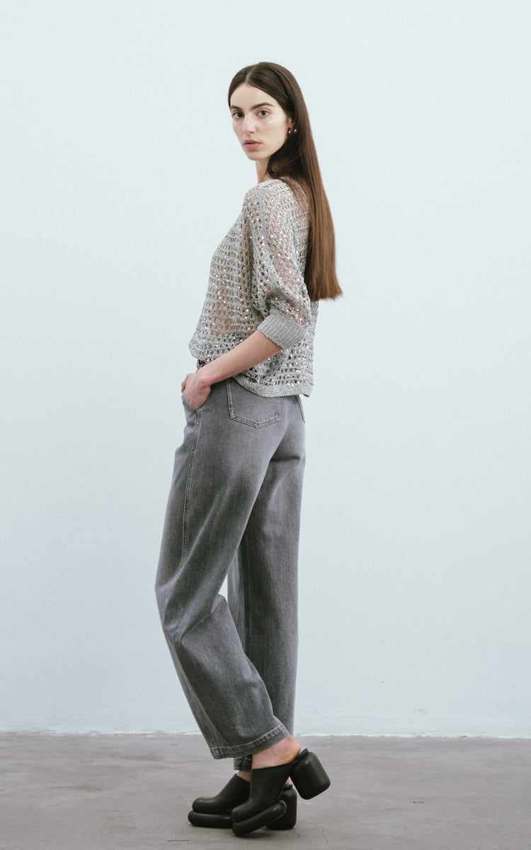 Sequined Mesh Casual Sweater