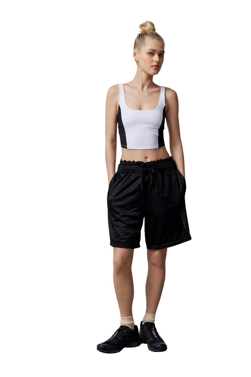 Bandier Rib Mix Tempo Crop Bra White/Black AA202265